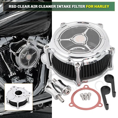 Filtro de admisión negro filtro de aire CNC cromado para Harley Touring Road Street Glide Foto 1 de 4