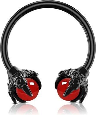 1 - 16 Gauge Red Purple or Black Horseshoe Septum Nose Ear Lip Helix Tragus C315 - Image 1 of 4