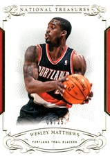 2013-14 Panini National Treasures Gold Basketball Card #72 Wesley Matthews