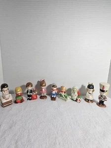 Vintage Set Of 9 Ceramic Ornaments 1970- 1980's Hand painted Signed R W - Picture 1 of 23