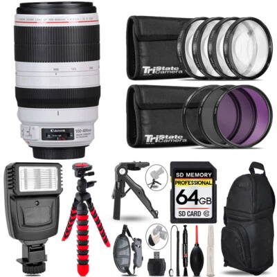 Canon EF 100-400mm IS II USM Lens + Slave Flash + MACRO, UV-CPL-FLD - 64GB Kit - Image 1 of 4