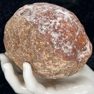 4-1/3” Unopened Natural Red Orange Geode Solid Quartz Crystal Rough 2.11Lb KY - Picture 1 of 13
