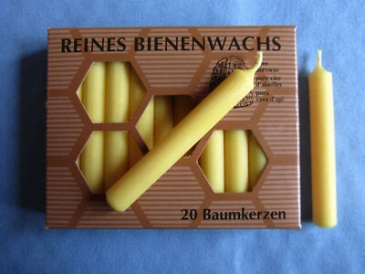 20 Baumkerzen Weihnachtsbaumkerzen 100% Bienenwachs Christbaum Kerzen - Bild 1 von 2