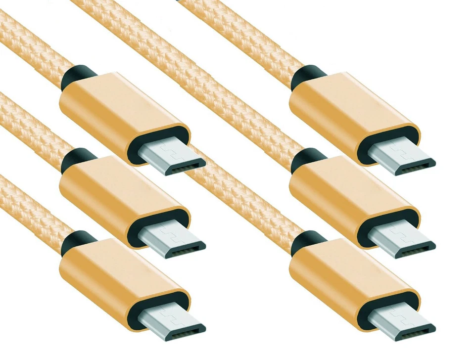 Micro USB to USB Fast Charger Data Cable Cord For Samsung Android HTC LG Gold - Image 1 of 4