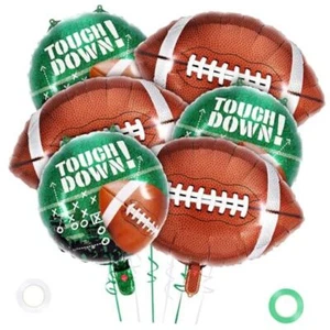 27 Inch Football Balloon Set,Football Foil Mylar Balloons and Brown and Green - Picture 1 of 8