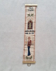 1976 DANISH Home Decor Tapestry Wall Hanging Embroidered 50 x 10 cm, Ready Hang - Picture 1 of 9