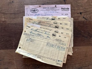 GULF OIL 1950 AUGUSTA, GA SERVICE STATION RECEIPT AND PENNZOIL Group Lot Of 7 - Picture 1 of 1