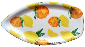 Surfbrett geformt 16x8,5 Melamin Serviertablett Zitronen + Orangen - Sommer/Frühling 1023 - Bild 1 von 4