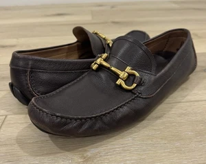 SALVATORE FERRAGAMO Halbschuhe Herren 10 D Braun Gold Parigi Gancini Horsebit - Bild 1 von 17