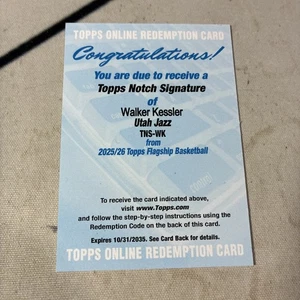 NEU 2025-26 Topps Basketball Walker Kessler Top Notch Signature Auto Redemption - Bild 1 von 1