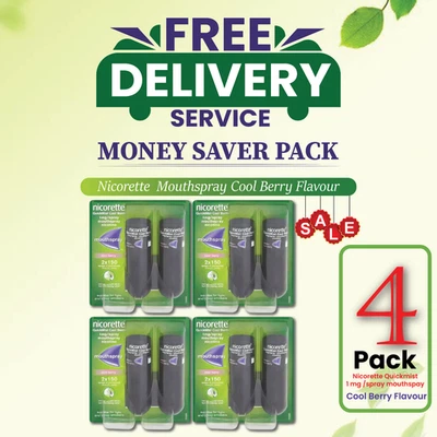 4x Spray bucal Nicorette Quickmist Berry 1 mg 13,2 ml X 2ct-PACK 4 ENVÍO GRATUITO Foto 1 de 3