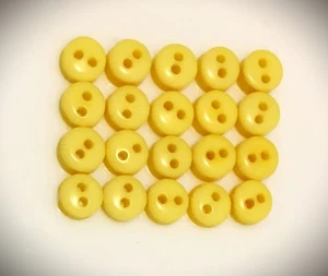  1/4" Tiny Round Two Hole Yellow Buttons (8 Colors Available) 6mm - Picture 1 of 2