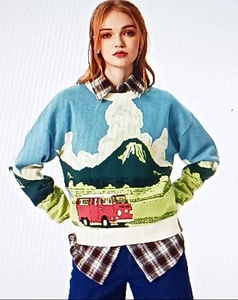Cider Volkswagen VW Van Knit Sweater Long Sleeve Mountain Size Large - Picture 1 of 17