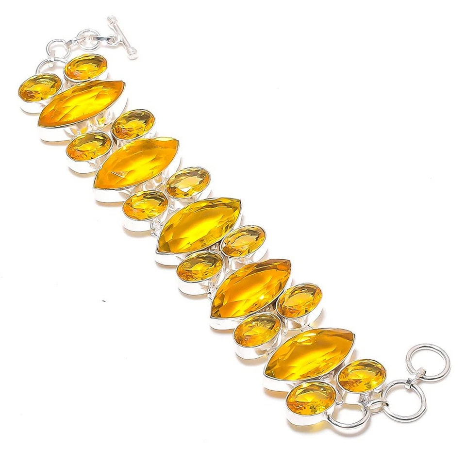 Citrin Edelstein Armband Handarbeit Geschenk verstellbar Kette Schmuck 8-9 Zo... - Bild 1 von 4