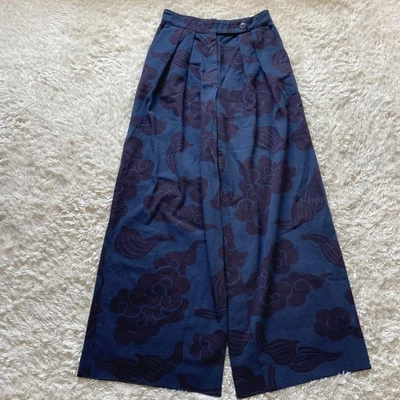 Широкие джинсовые брюки Dries Van Noten цвета индиго с растительным облачным узором размер XL из Японии - Изображение 1 из 4