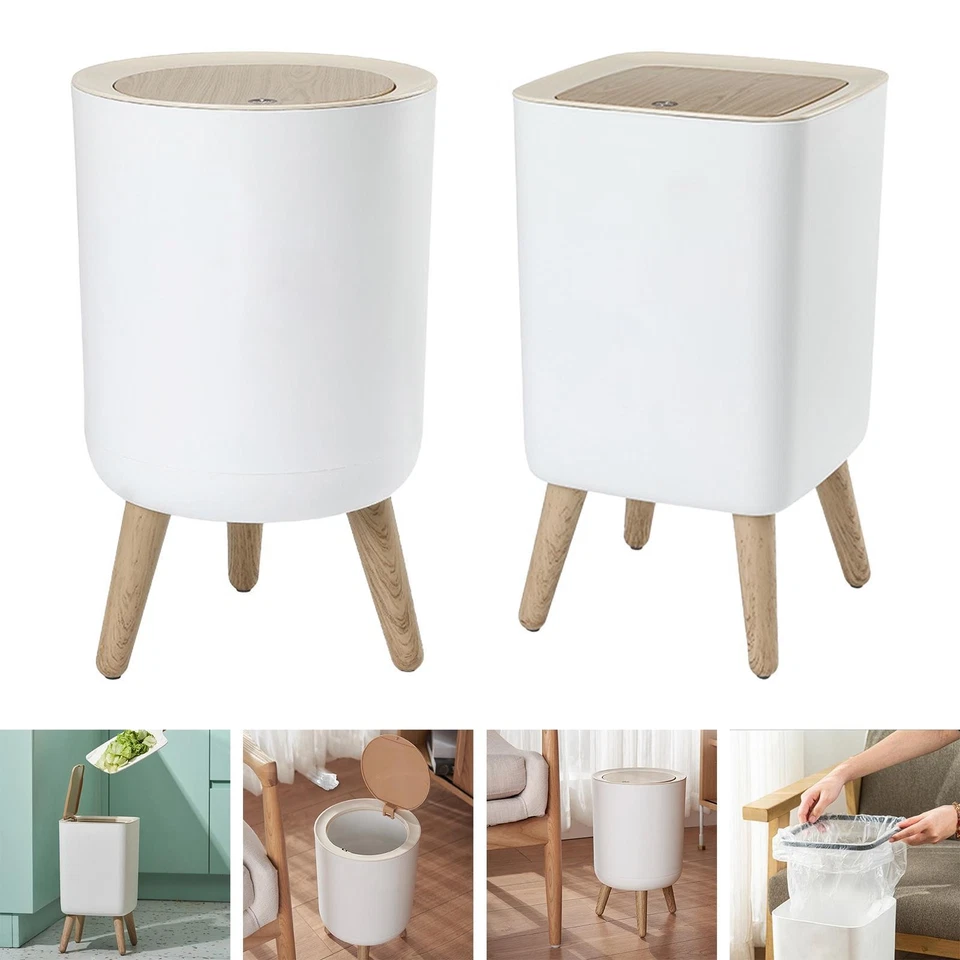 Garbage Can with Press Top Cover Push Type Trash Can with Lid Minimalist for - Image 1 of 1
