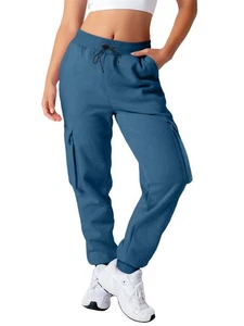 Damen Frauen Stretchable Elastic High Waist Cargo Hose Gym Combat Pants - Bild 1 von 19