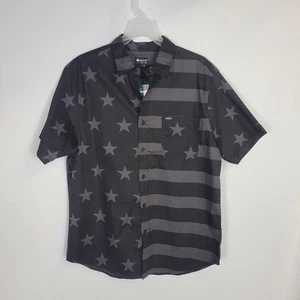 MATIX Men’ Black Stars And Stripes Short Sleeve Button-Up Shirt Large NWT - Picture 1 of 12