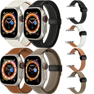 Correa magnética de cuero para Apple Watch Series 10 9 8 7 6 SE iWatch 42/44/46/49 mm - Imagen 1 de 31