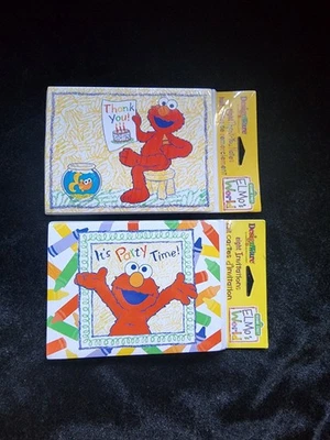 8 винтажных приглашений на вечеринку Elmo благодарственные записки Улица Сезам запечатанная Ephemora - Изображение 1 из 4