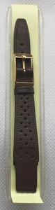 HIRSCH HGT 21 Perforated Brown LEATHER WATCH STRAP 14mm Open End - New - Picture 1 of 4