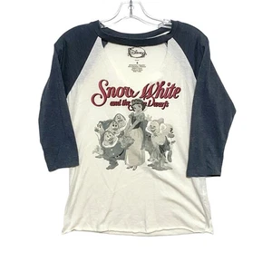 Disney Snow White Seven Dwarfs Cut Out Choker Neck Raglan Baseball Shirt Women S - Picture 1 of 5