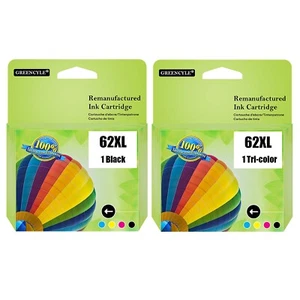 2 pezzi inchiostro per HP 62 XL 62XL ENVY 5540 5541 5542 5543 5545 5640 Officejet 5745 8040 - Foto 1 di 10