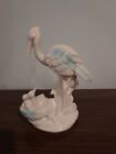 Porcellane Italy Vintage Stork With Twin Babies In Nest Figurines Rare Shower