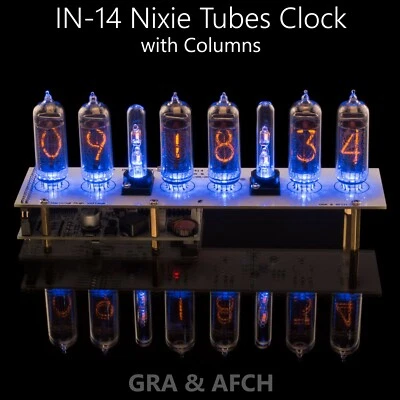 Nixie Tubes Clock IN-14 [Tubes Columns Temp sensor] 12/24H SlotMachine GRA&AFCH