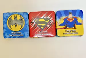 BATMAN SUPERMAN - Lot of 3 Magic Towels 100% Cotton Washcloths 11.75" X 11.75" - Picture 1 of 1