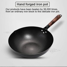 Iron Pan Traditional Handmade Iron Wok Non-stick Pan Non-coating For Gas Cooking