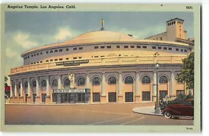 Angelus Temple, Los Angeles CA - 1940er Leinen Postkarte - Bild 1 von 2