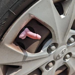 4X Pink Novelty Penis Dick Willy Tyre Valve Dust Caps Uni Fit Dustcap Car Bike - Picture 1 of 8