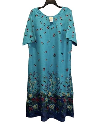 Roaman’s Blue Floral Long Day Dress Lightweight Muumuu Women’s Size XL - Image 1 of 4