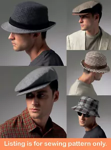 SEWING PATTERN Sew Mens Hats Fedora Newsboy Flat Cap Bucket Hat Vintage 8869 - Picture 1 of 3