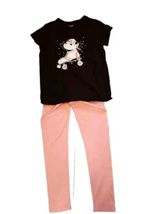 Girl's Outfit - Cat & Jack Shirt XXL 18 Member's Mark Coral Leggings XL 14/16 - Picture 1 of 5