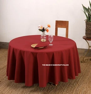 Wine Solid Cotton Table Cloth Round Table Cover 152CM Napkins Set Home Décor - Picture 1 of 6