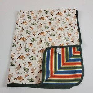 Gymboree Blanket Moose Stripes Trail Stripes Woodland 1998 Trees - Picture 1 of 8