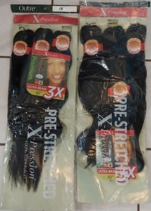 2x Paquetes de 3 Cabello Trenzado Preestirado Outre Xpression 42" 1B Negro - Imagen 1 de 7