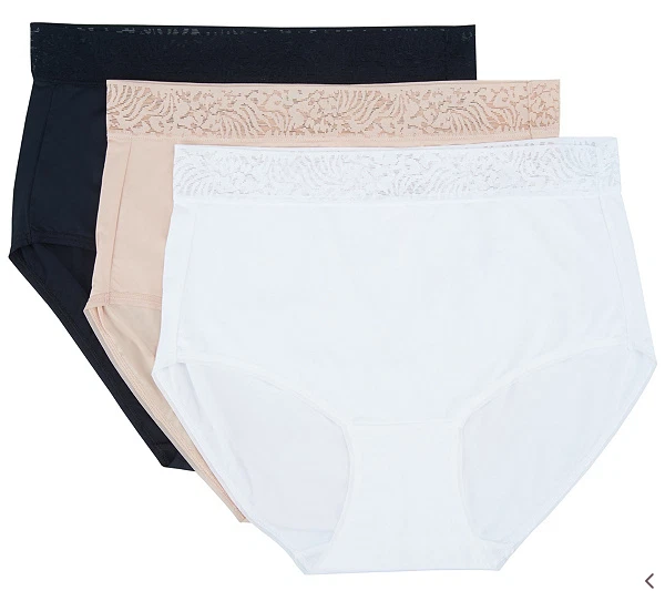 Breezies Set of 3 Micro Full Brief Panties with Lace-Basic-Medium-NEW-A302046 Foto 1 de 1