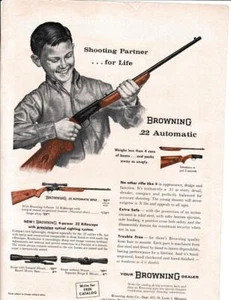 1964 Browning .22 Automatic Rifle Print-Ad/ With Boy-Young Man - Picture 1 of 1