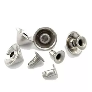 48 Sets Steel Tone Rivet Studs Spots 10x6mm 3/8 Inch Punk Gothic or Leather Work - Picture 1 of 1