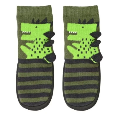 NUEVO CON ETIQUETAS Jumping Frijoles Dinosaurio ☼ Zapatilla Calcetines Bebé 6-12 Meses Foto 1 de 4