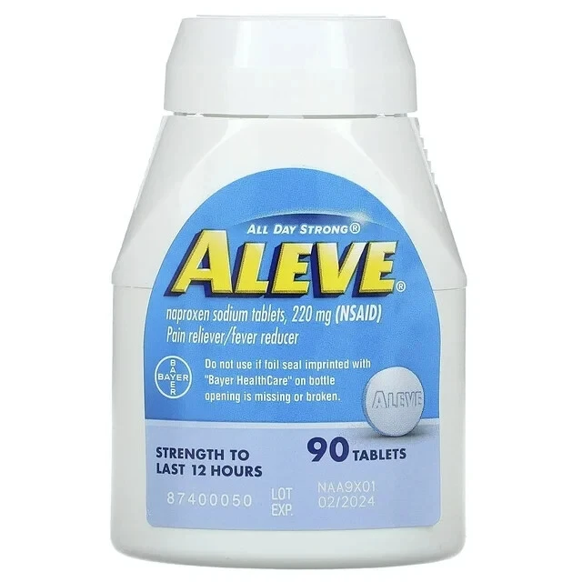 Aleve Naproxeno Sodio, Reductor de Dolor/Fiebre 90 Comprimidos, CAD 03/26 Foto 1 de 2