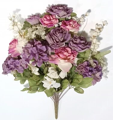 Flor victoriana arbusto púrpura/rosa polvorienta aspecto seco 23" decoración boda hogar BP2247 Foto 1 de 4