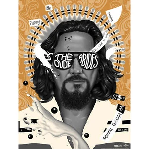Big Lebowski The Dude Abides Limited Screen Print Art with Metallic Ink Poster - Picture 1 of 1