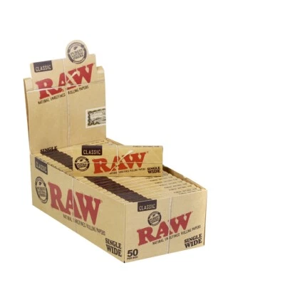 RAW SPORTS Raw Classic Single Wide Natural Unrefined Smoking Rolling Paper Standard Regular