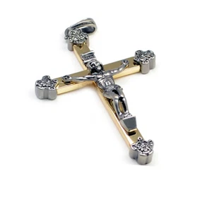 Accents Kingdom Silvertone and Brass Rosary Crucifix Cross Pendant - Picture 1 of 1