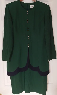 Vintage Danny & Nicole New York Size 8 Dress Green with Button Detail Prop USA - Image 1 of 4