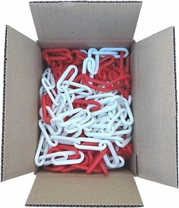 Catena di Plastica per il Parcheggio, Bianca e Rossa, 6 mm da 5 a 100 metri - Foto 1 di 4